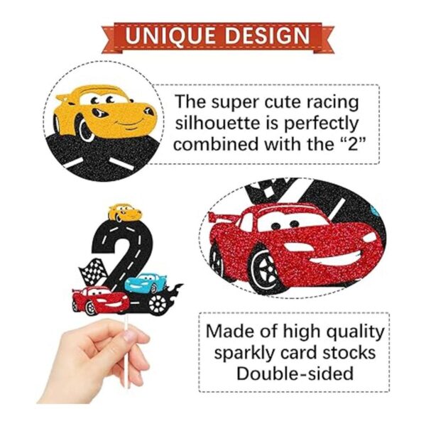 Decoración de pastel de 2 cumpleaños de coche de_2