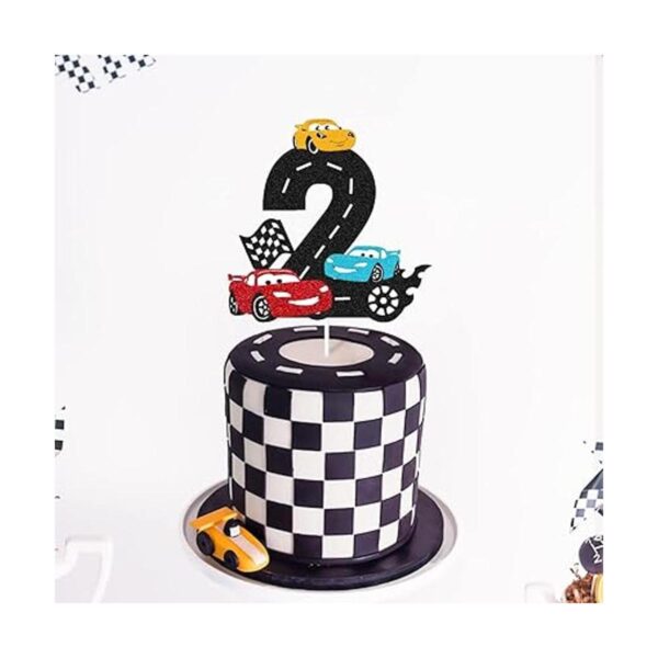 Decoración de pastel de 2 cumpleaños de coche de_5