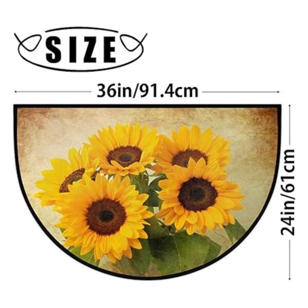 Felpudo de media ronda con diseño de girasol retro y