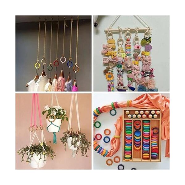 Craftdady 100 anillos de madera de macramé pintados con_4