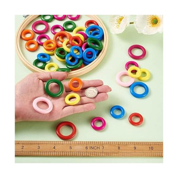 Craftdady 100 anillos de madera de macramé pintados con_5
