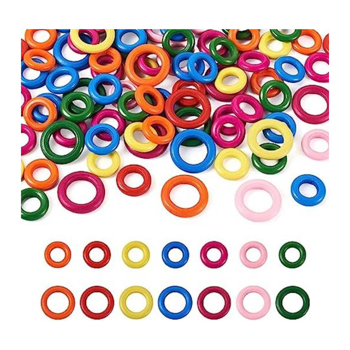 Craftdady 100 anillos de madera de macramé pintados con