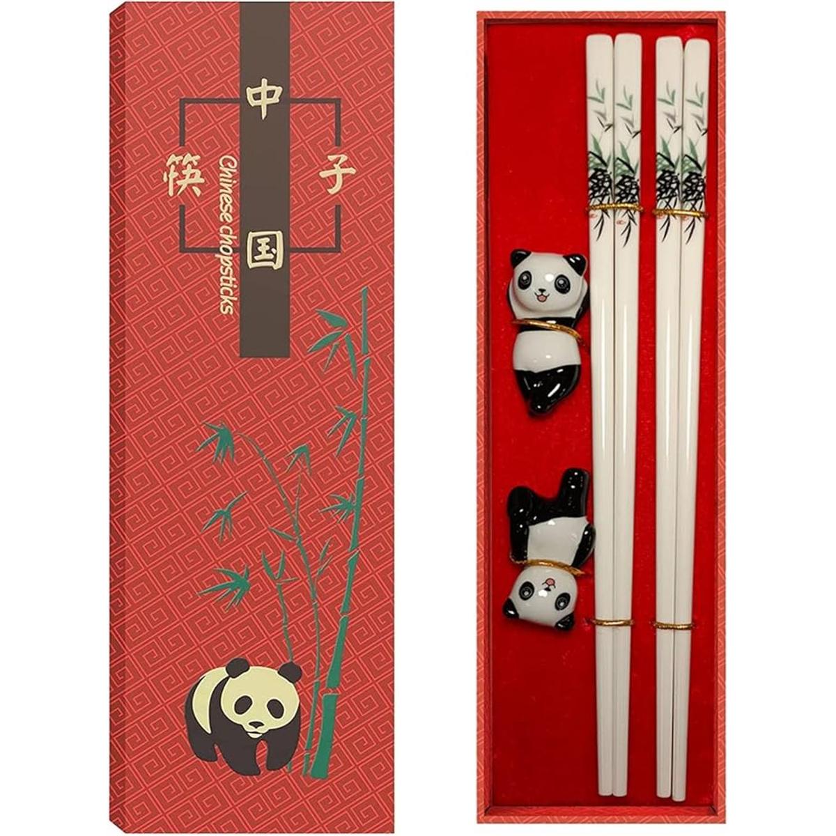 Palillos reutilizables de 2 pares de palillos de porcelana