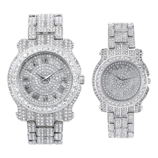 Iced Out Watches 2Pack His Her Matching Set Simulated