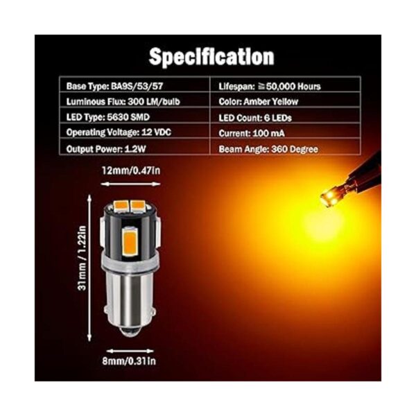 BRISHINE BA9S Bombillas LED ámbar amarillo extremadamente_2