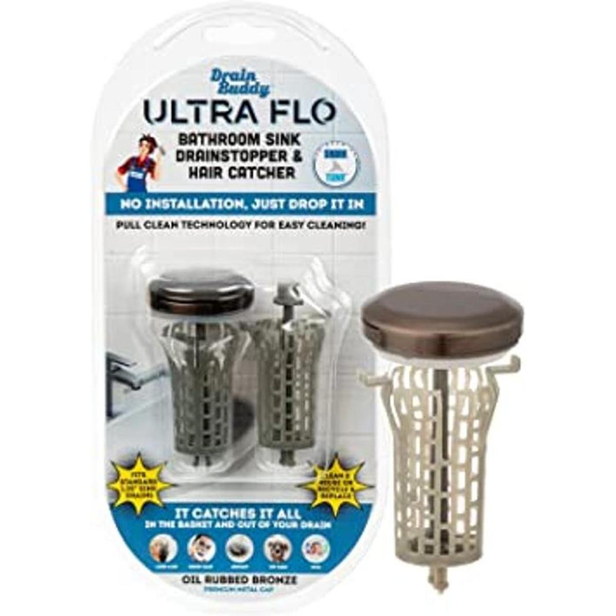 Drain Buddy Ultra Flo Tapón de fregadero de baño 2 en 1 y