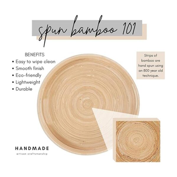HABITAS Bandeja decorativa de bambú Spun para mesa de