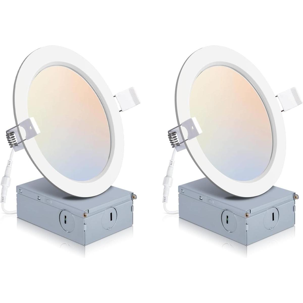 Paquete de 2 luces empotradas de 6 pulgadas con caja de