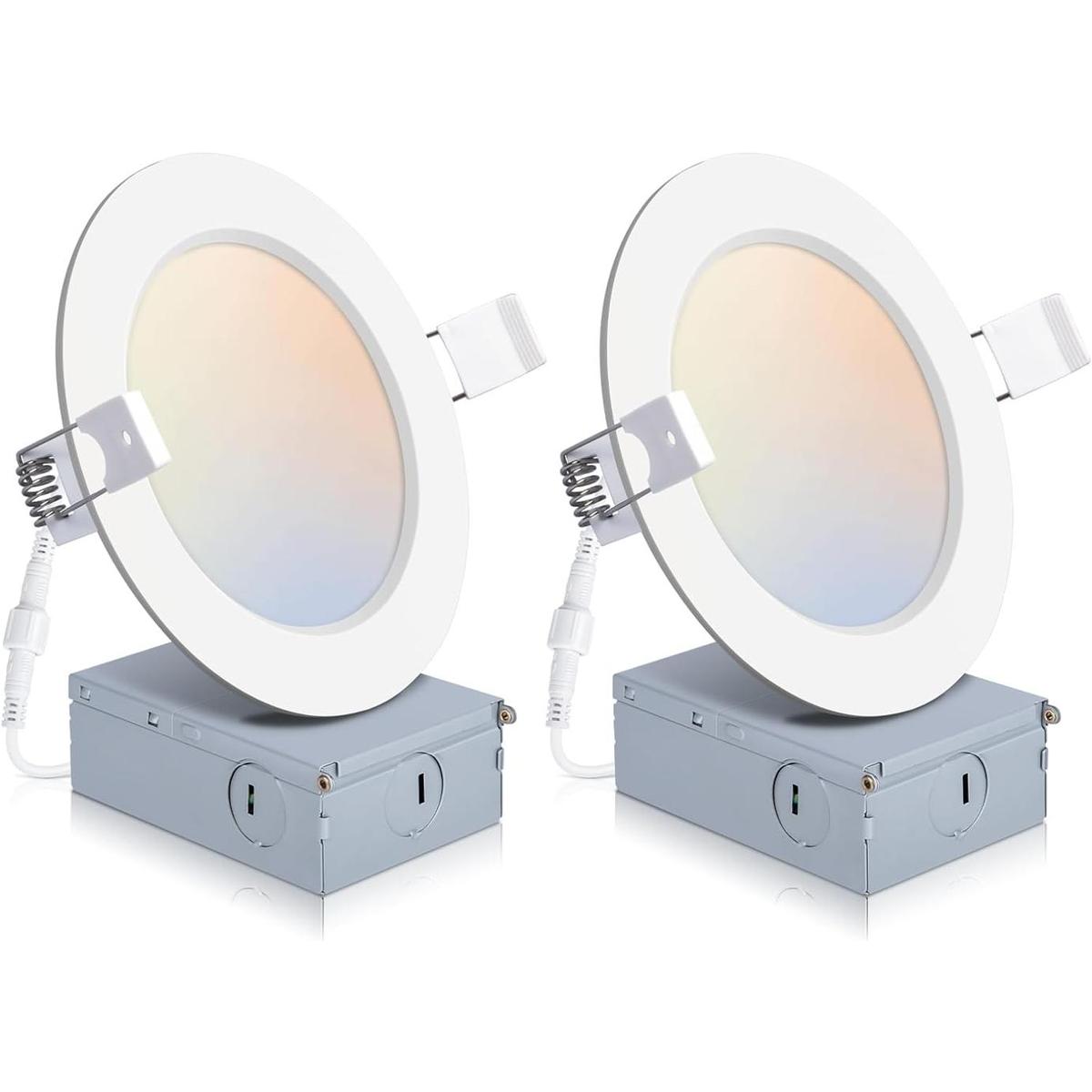 Paquete de 2 luces empotradas de 4 pulgadas con caja de
