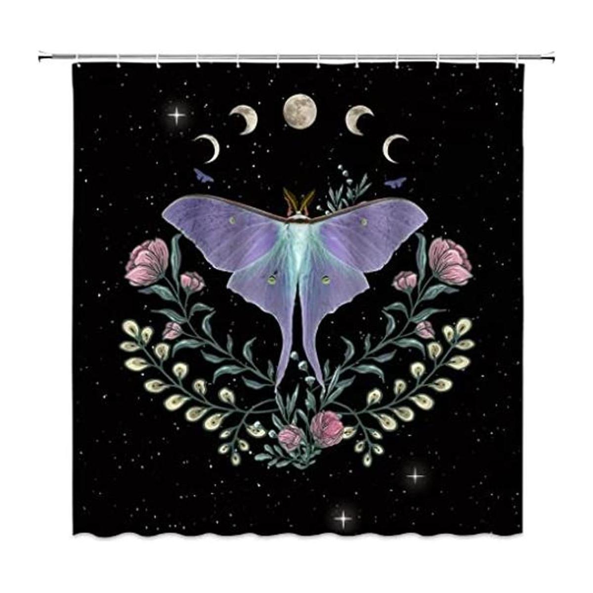 Cortina de ducha de polilla misteriosa fases lunares