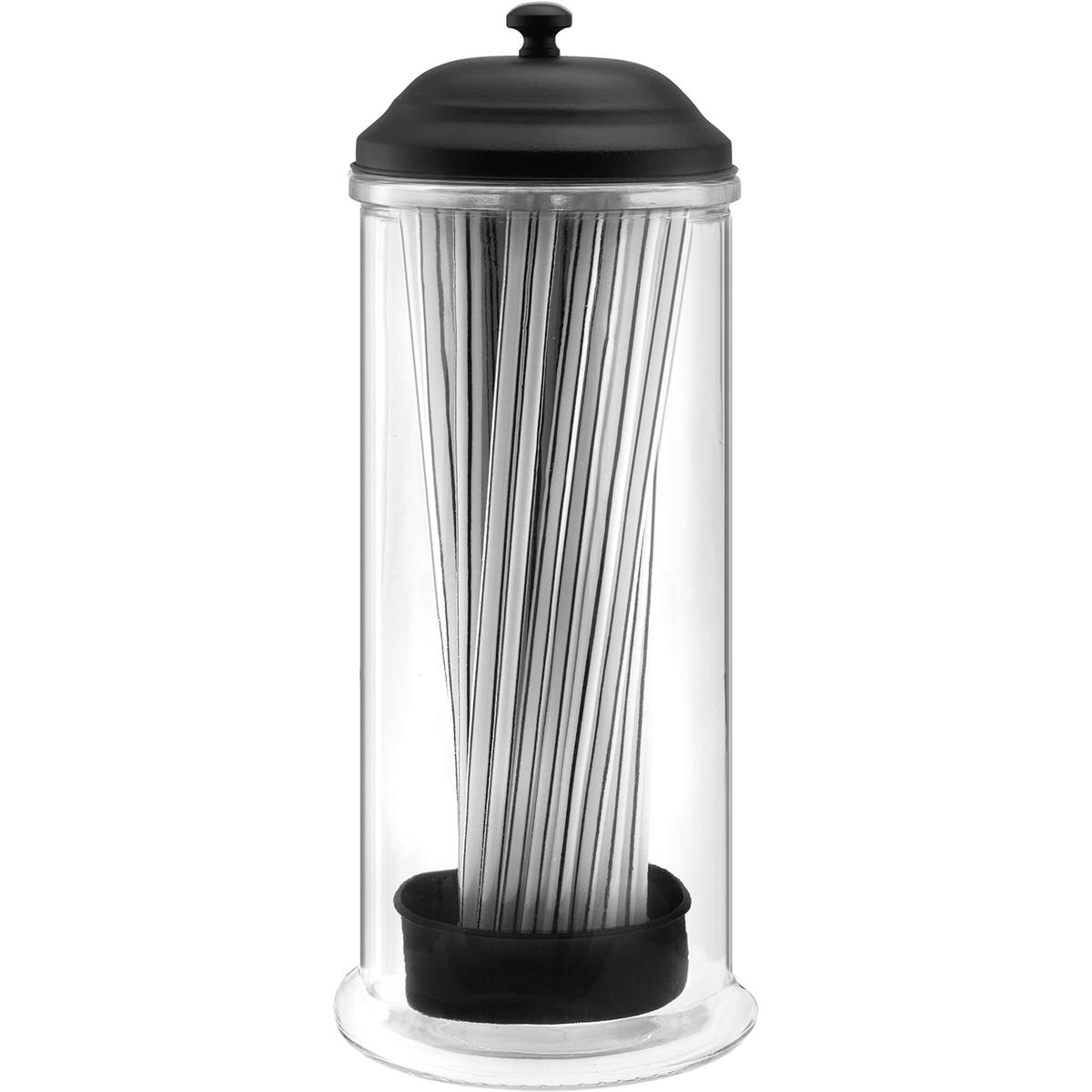 Dispensador de paja con tapa de acero inoxidable soporte