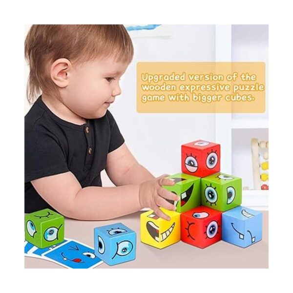 Rompecabezas de bloques a juego con expresiones de madera_4