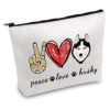 JXGZSO Funny Dog Gift Peace Love Husky Bolsa de
