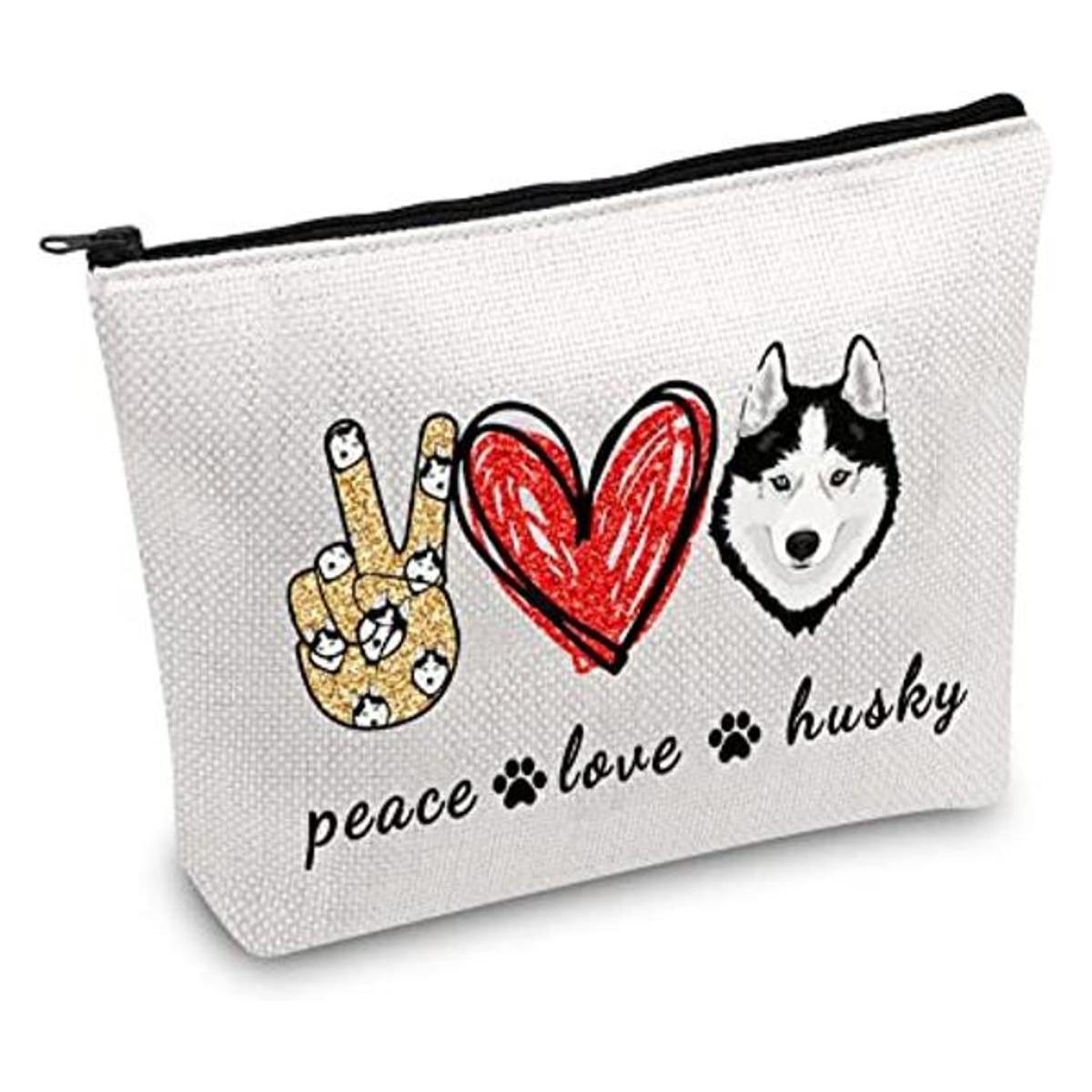 JXGZSO Funny Dog Gift Peace Love Husky Bolsa de