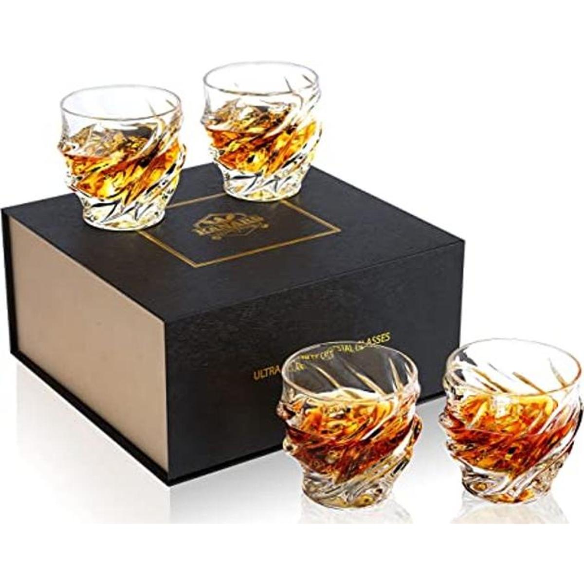 KANARS Vasos de whisky para hombre juego de 4 vasos de
