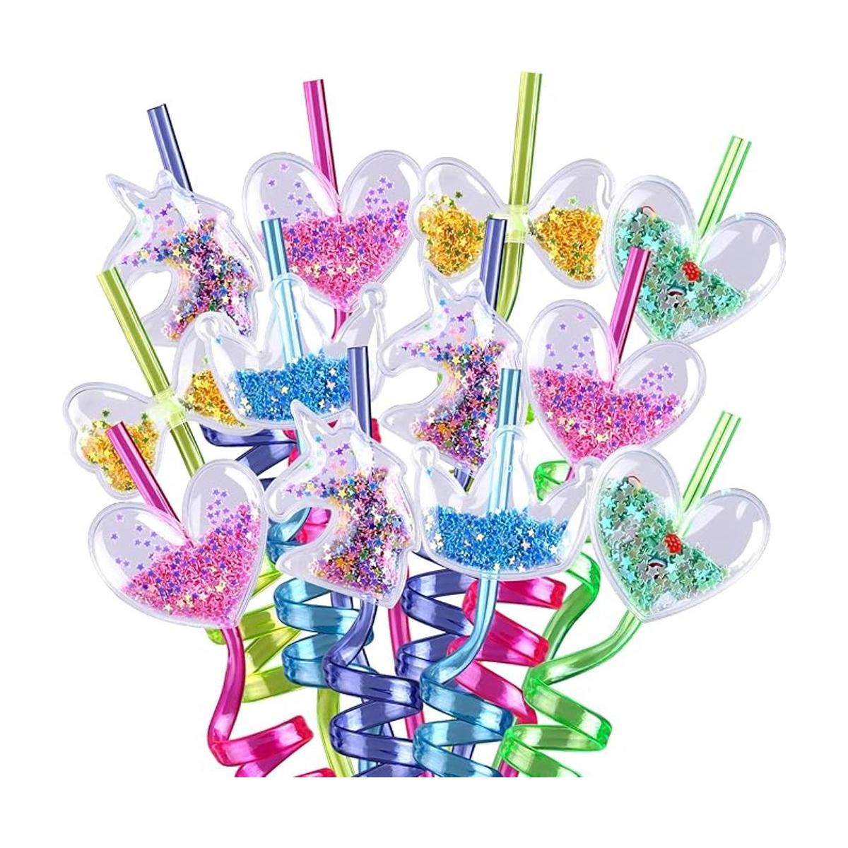 Pajitas con purpurina para recuerdos de fiesta popotes