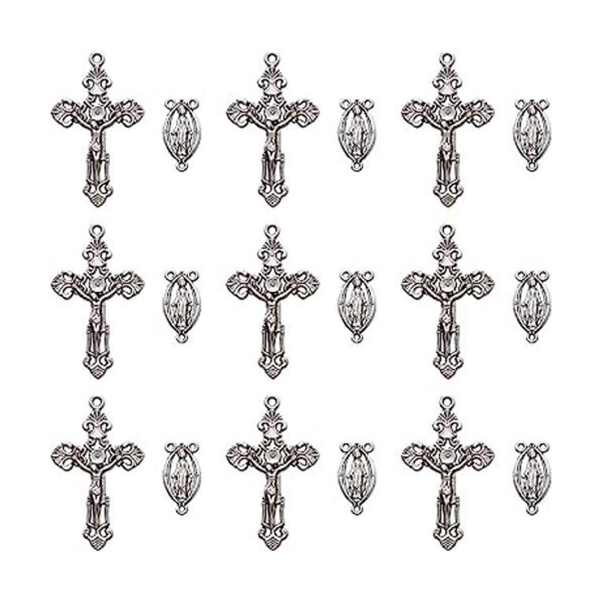 20 colgantes de cruz y centro de aleación de plata
