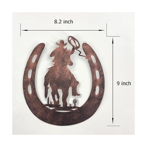 Decoración de pared de metal de herradura con vaquero_2