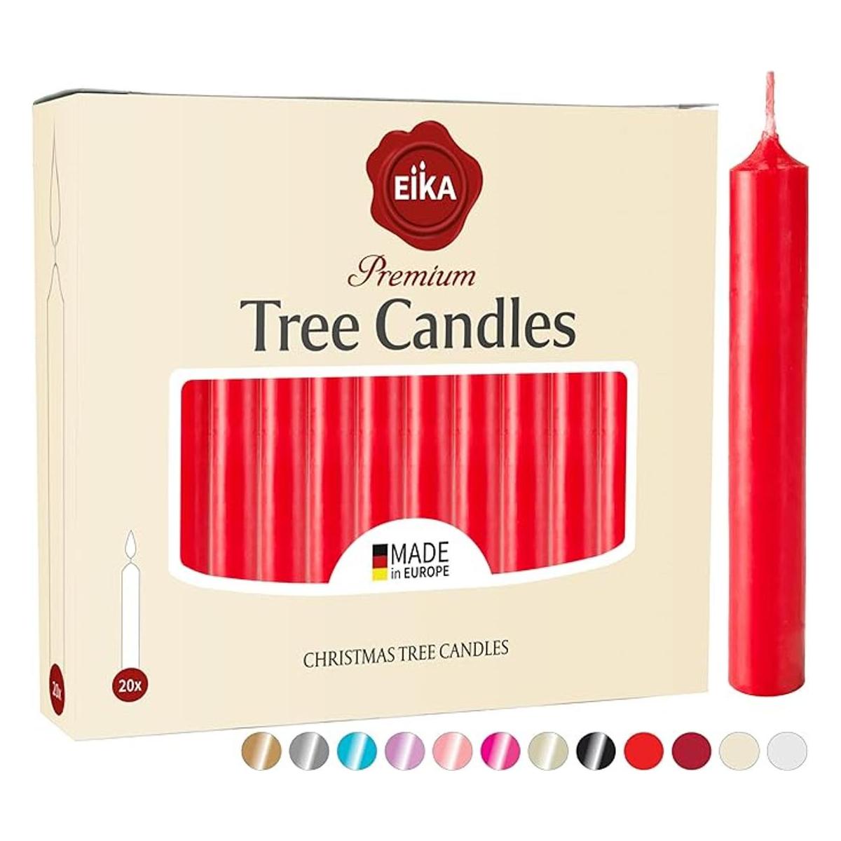 Eika Juego de 20 velas de cera de Navidad tradicionales