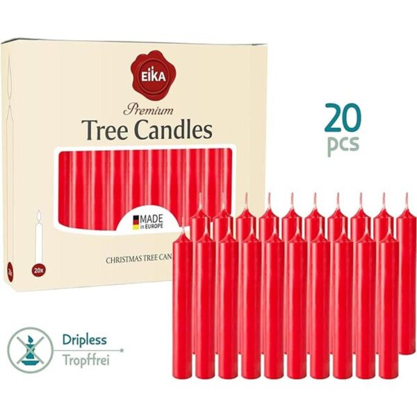 Eika Juego de 20 velas de cera de Navidad tradicionales