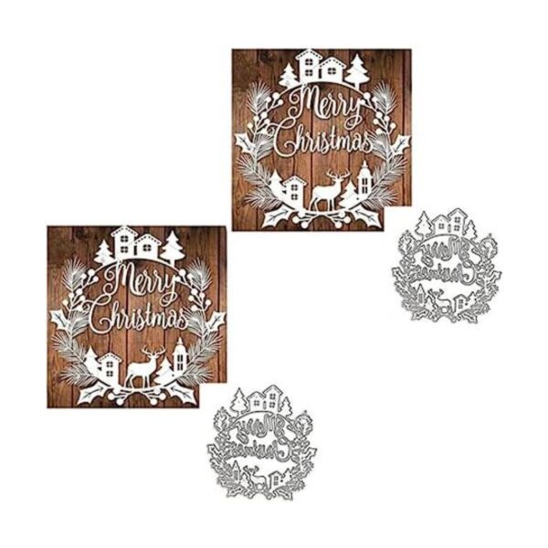 2 piezas de corona de hojas de Navidad troqueles de_1