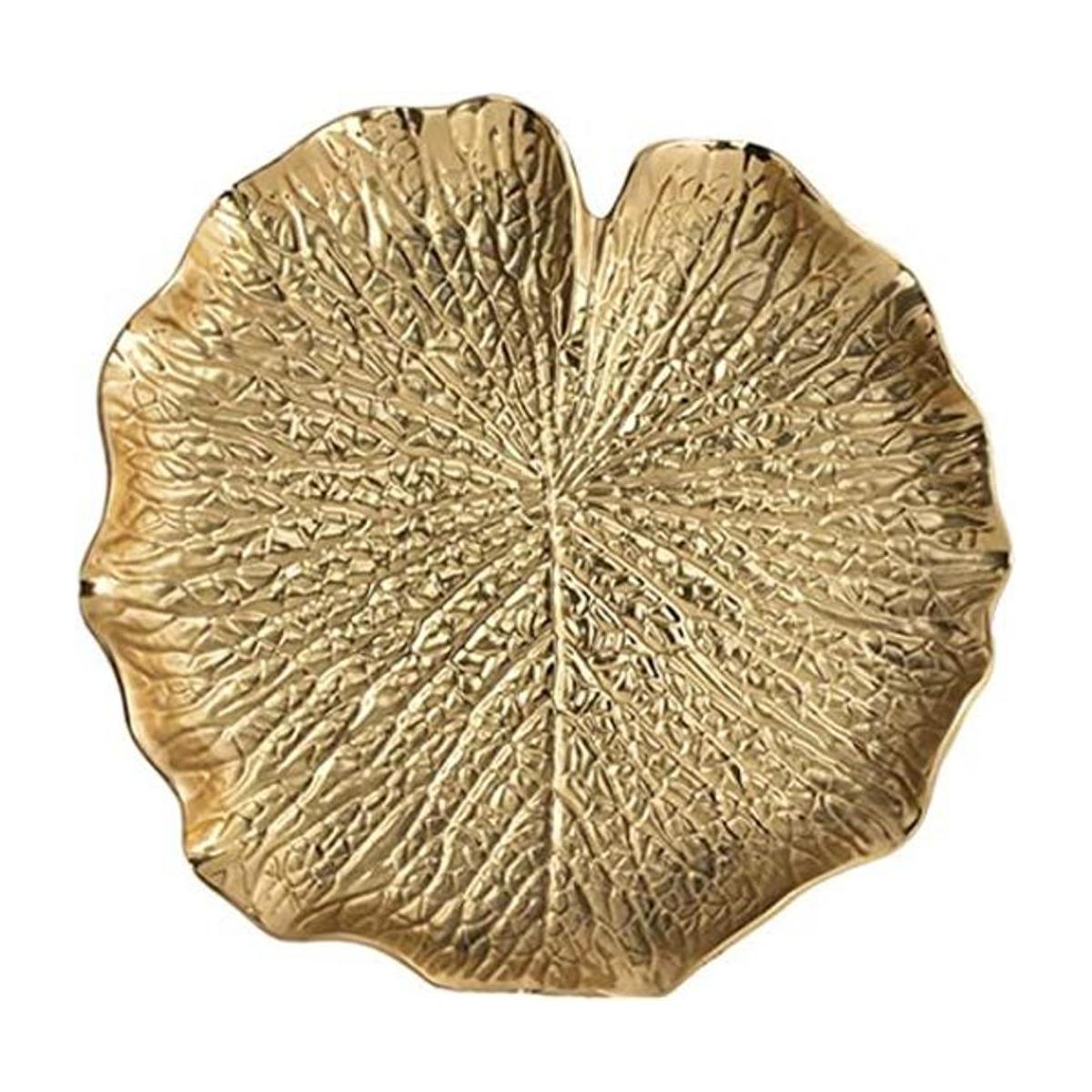 Bandeja de hojas doradas de cerámica decorativa dorada