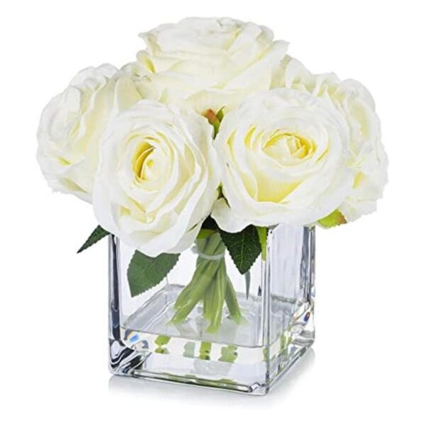 Enova Floral 7 tallos grandes rosas de seda artificial_1