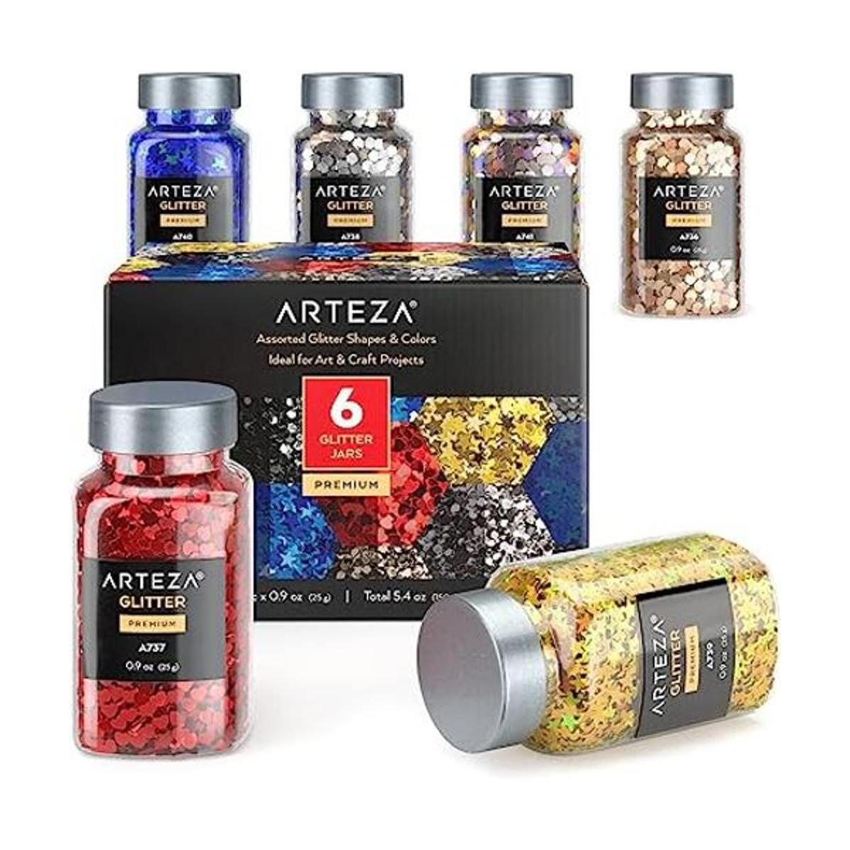 Arteza Juego de 6 formas de purpurina purpurina para