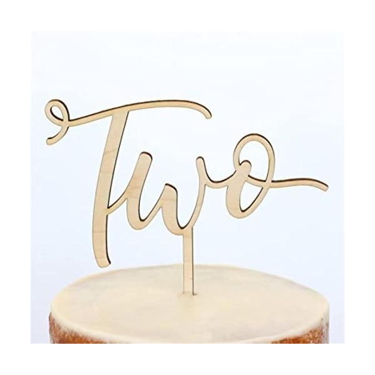 Decoración de madera para dos tartas 2 cumpleaños para