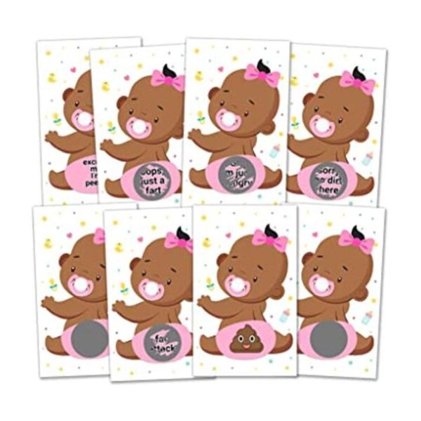 Juego de 38 tarjetas de rafa de baby shower para niñas_1