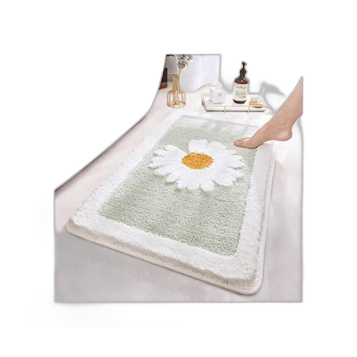 Alfombra de baño verde de microfibra ultra suave 20 x 32