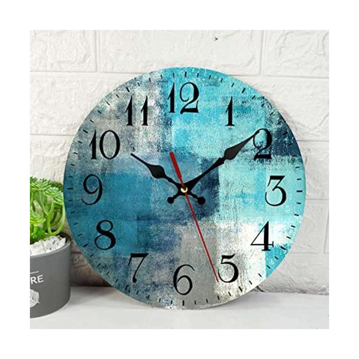 Reloj de pared de madera turquesa silencioso sin tictac