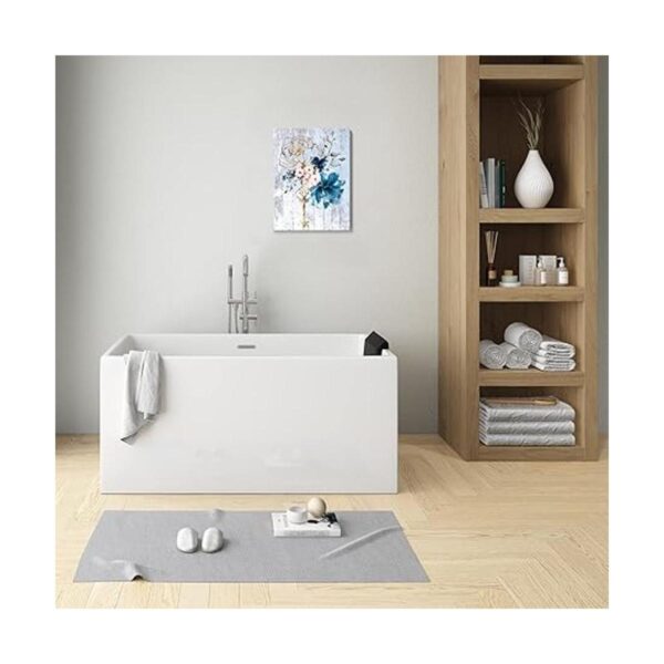 Arte decorativo de pared de baño con flores y azules_5