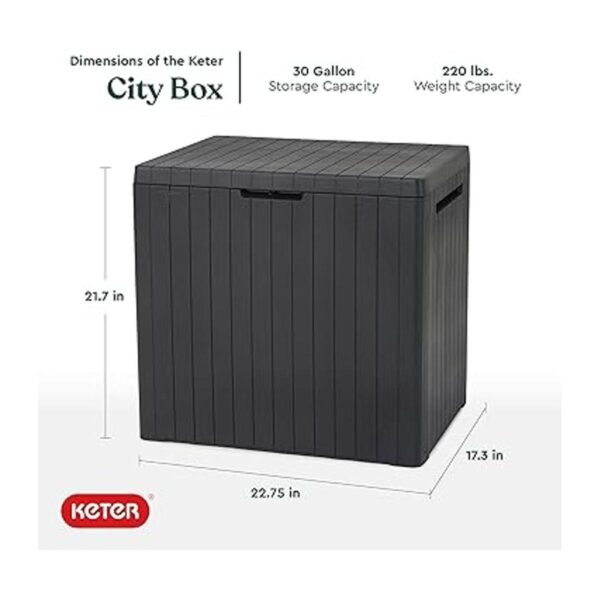 Keter City Caja de cubierta de resina de 30 galones para
