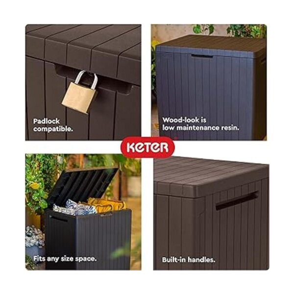 Keter City Caja de cubierta de resina de 30 galones para