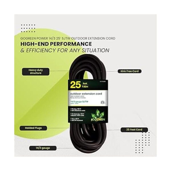 Go Green Power GG13825BK2 Cable de extensión para