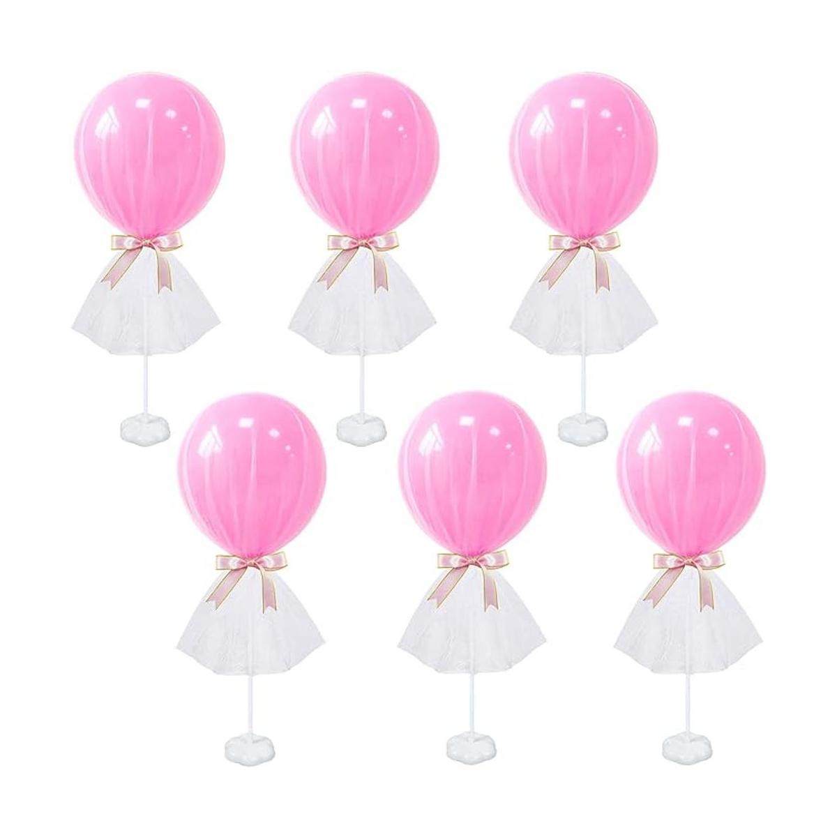 Elecrainbow Paquete de 6 centros de mesa de tul tutú rosa