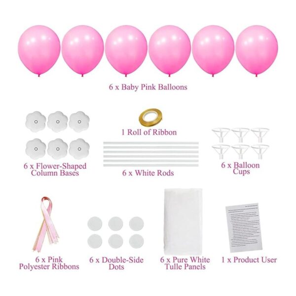 Elecrainbow Paquete de 6 centros de mesa de tul tutú rosa_5