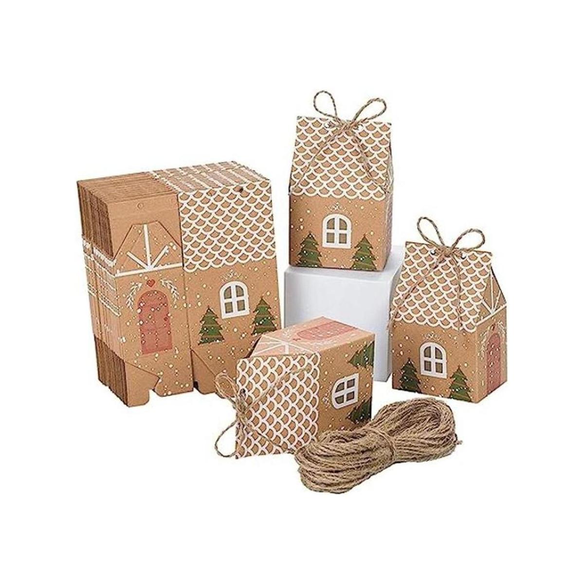 Caja de regalo de papel en forma de casa con Twines Caja