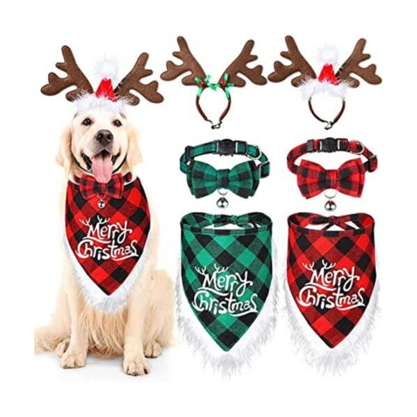 6 unidades de Navidad perro bandana pajarita con diadema
