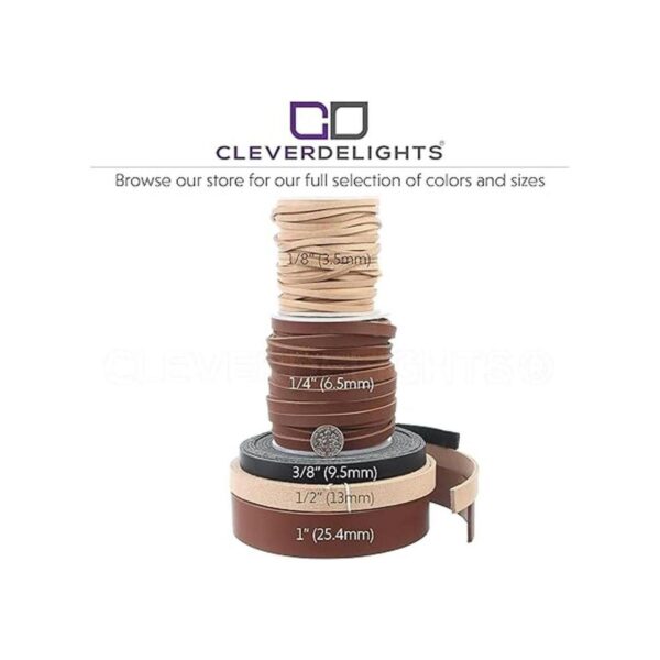 CleverDelights Cordón plano de cuero negro de 14_3