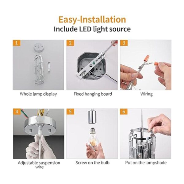 LMQNINE 1 luz para iluminación colgante de cromo lámpara_3