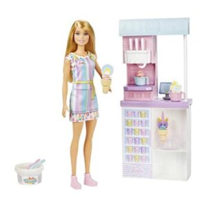 Barbie Set de juegos de helados con muñeca rubia de 12_1