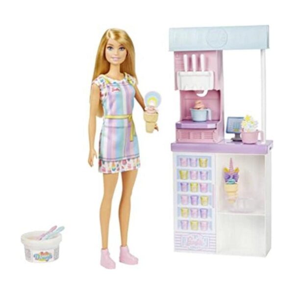 Barbie Set de juegos de helados con muñeca rubia de 12_1