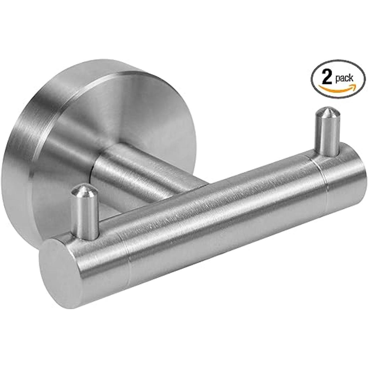 Juego de 2 ganchos para toallas de baño de acero