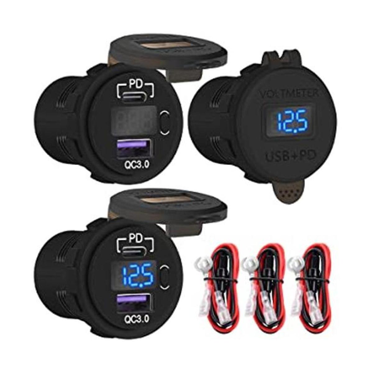 DaierTek Toma de cargador USB C de 12 V salida USB de 12