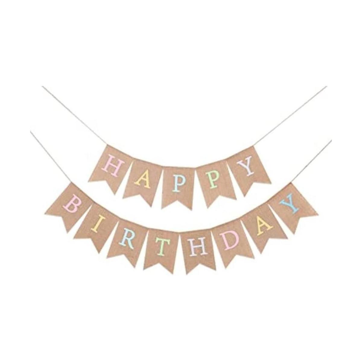 Cartel de arpillera de feliz cumpleaños arcoíris Colores