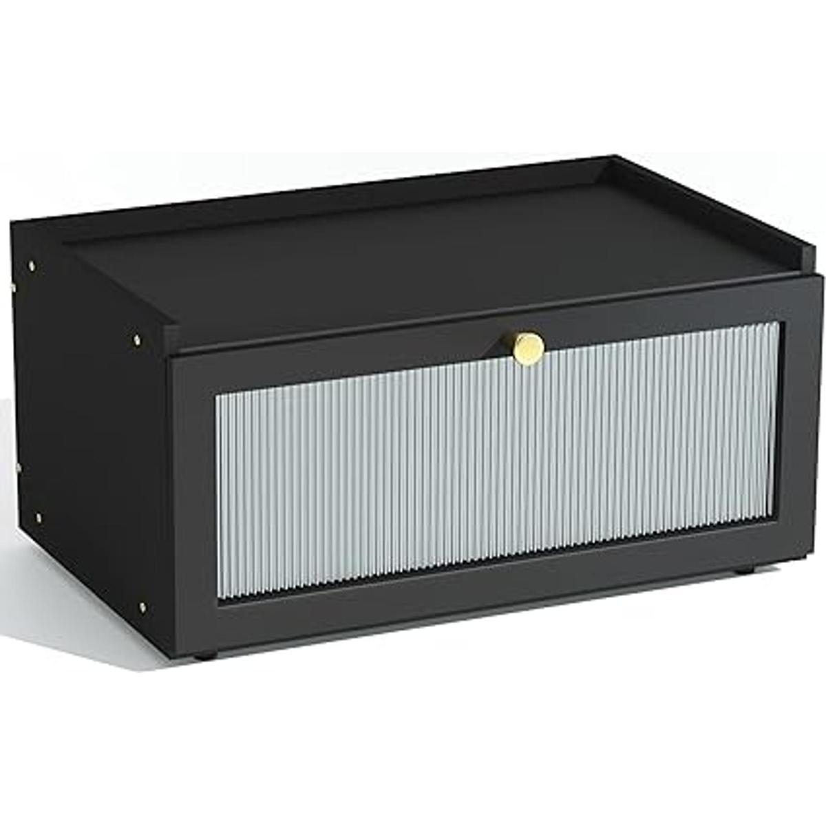 ETMI Caja de pan negro para encimera de cocina gran caja