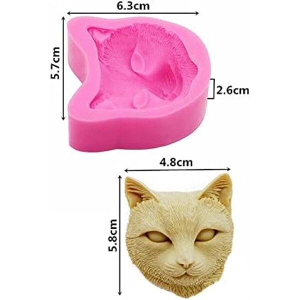Molde de silicona 3D con cabeza de gato para decoración de_2