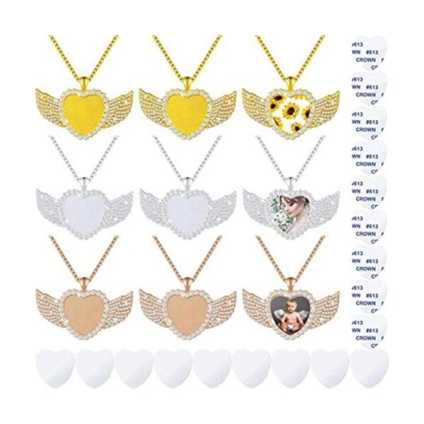 9 piezas de collar en blanco de sublimación con cadena en
